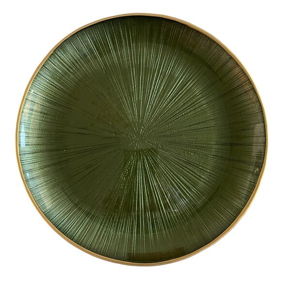 Gorgeous Green & Gold Turkish Glass Appetizer Dessert Plates 8in Set of 4 New - Picture 2 of 15
